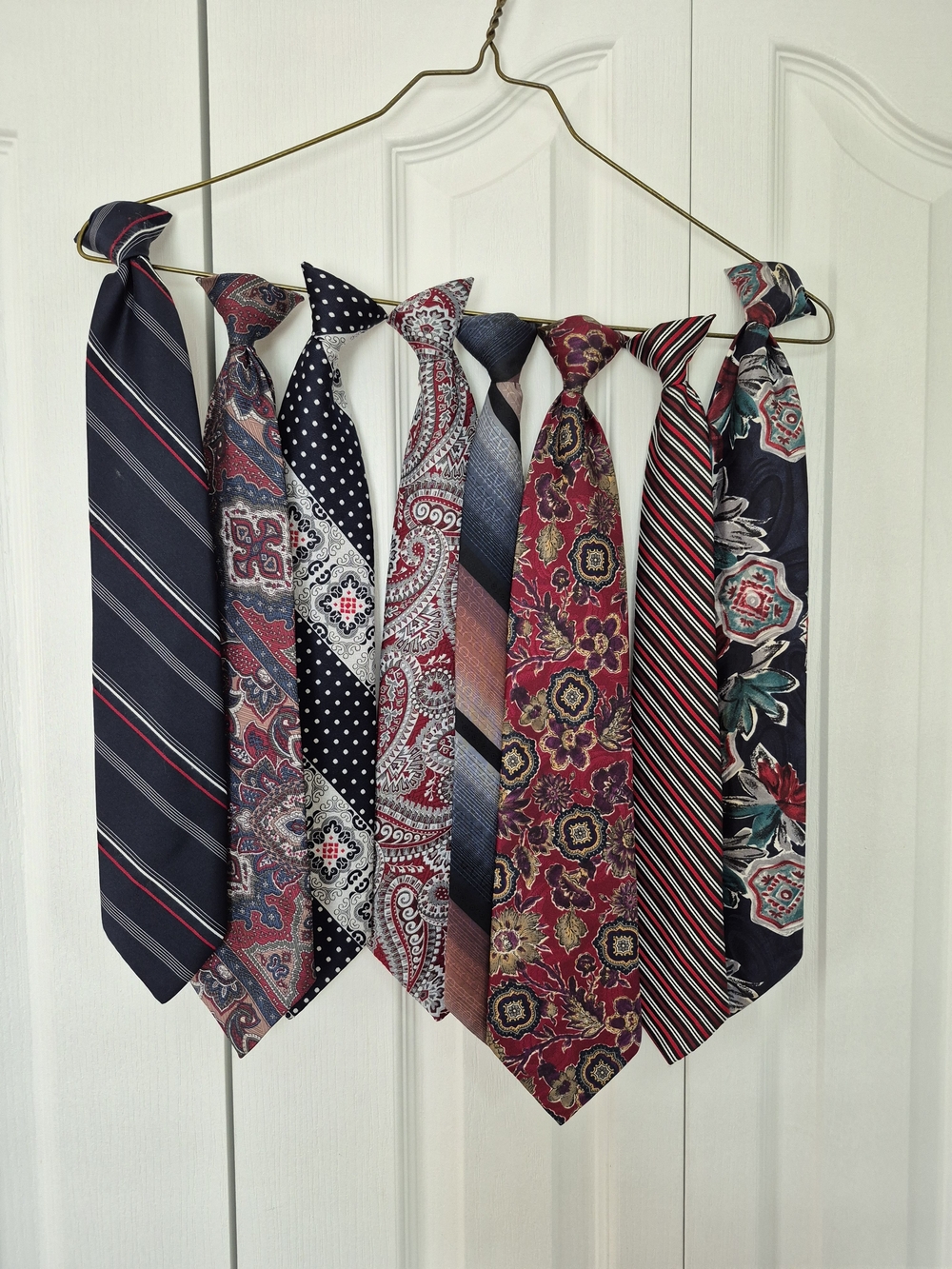 Eight Men's Patterned Clip-on Neckties - Multi-Designs - Picture 3 of 3
